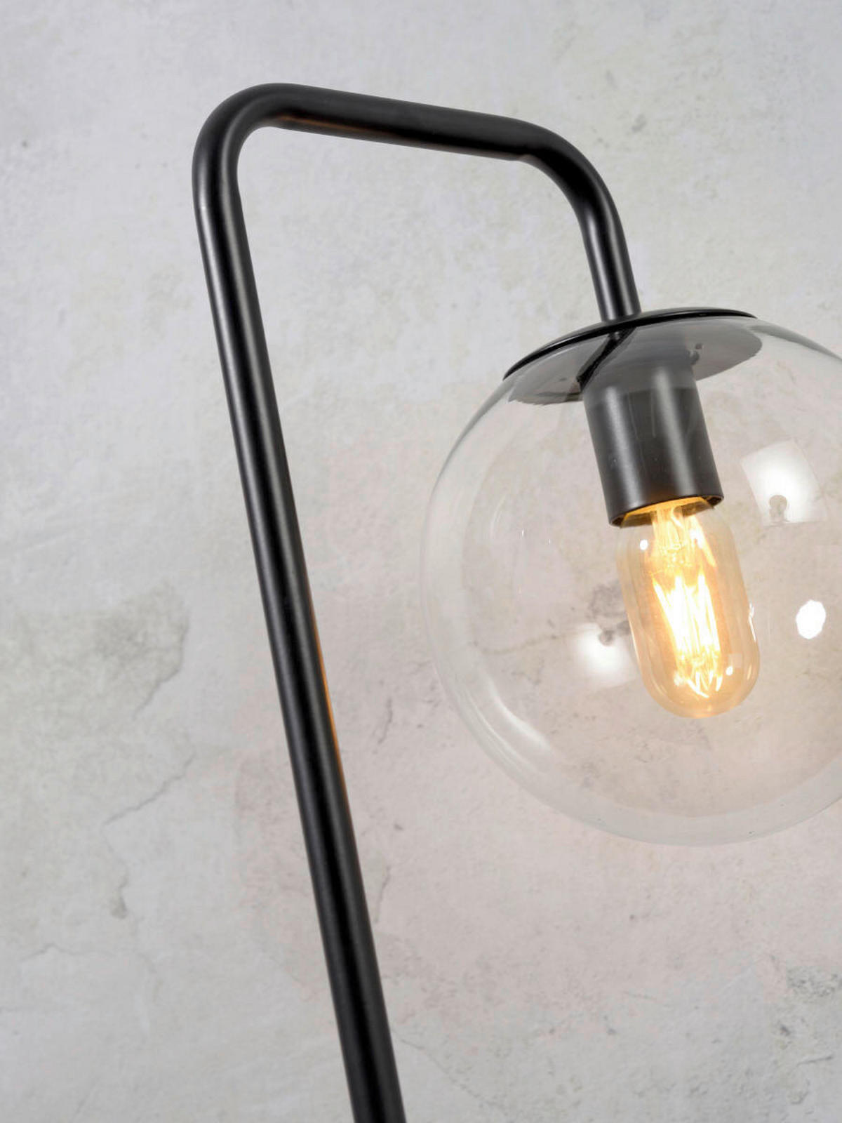 STOLNÍ LAMPA, nástěnný stmívač, 32/20/53 cm - černá/průhledné, Trend, sklo (32/20/53cm) - It's about Romi