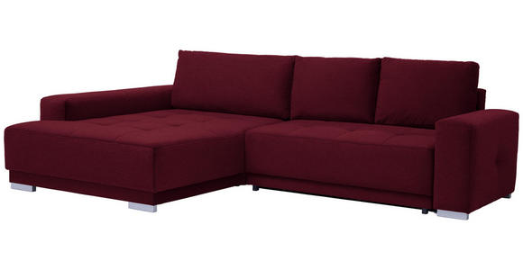WOHNLANDSCHAFT in Textil Rot - Rot/Silberfarben, Design, Holz/Textil (195/293cm) - Cantus
