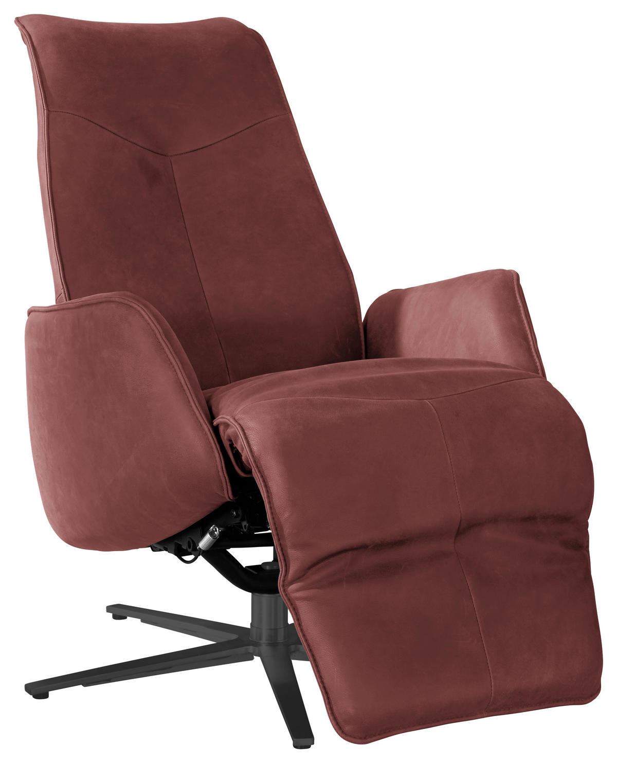 RELAXSESSEL in Leder Rotbraun  - Rotbraun/Anthrazit, Design, Leder/Metall (71/114/84cm) - Johann Jakob