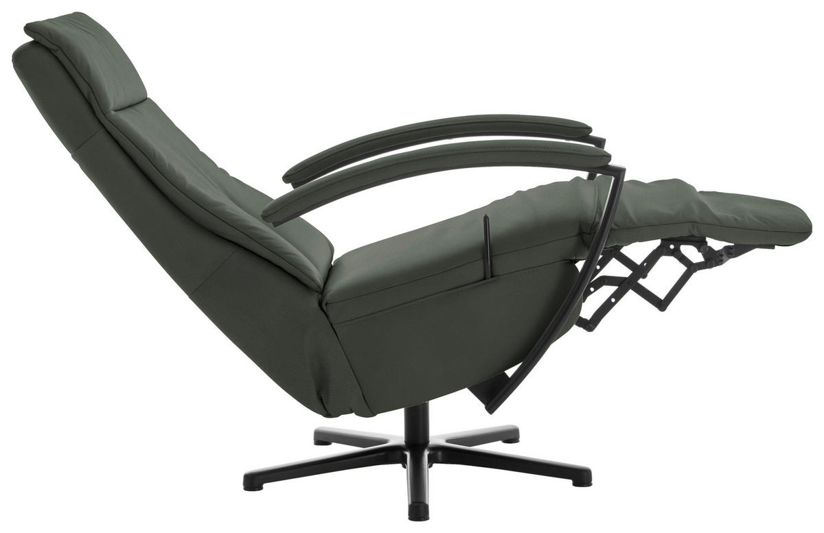 RELAXSESSEL in Leder Dunkelgrün  - Dunkelgrün/Schwarz, Design, Leder/Metall (76/112/83cm) - Beldomo Speed