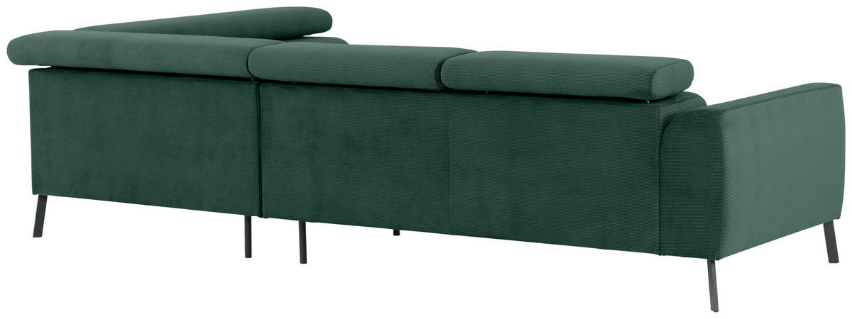 ECKSOFA in Feincord Waldgrün  - Waldgrün/Schwarz, Design, Textil/Metall (280/205cm) - MID.YOU