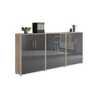 AKTENSCHRANK Sonoma Eiche, Anthrazit Hochglanz  - Anthrazit Hochglanz/Sonoma Eiche, MODERN, Holzwerkstoff (253,2/113,6/33cm) - MID.YOU