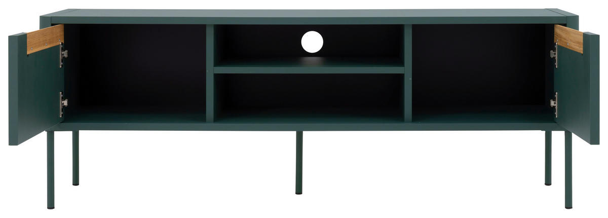 LOWBOARD Eichefarben, Dunkelgrün  - Dunkelgrün/Eichefarben, Design, Holz/Holzwerkstoff (141,5/51/39cm)