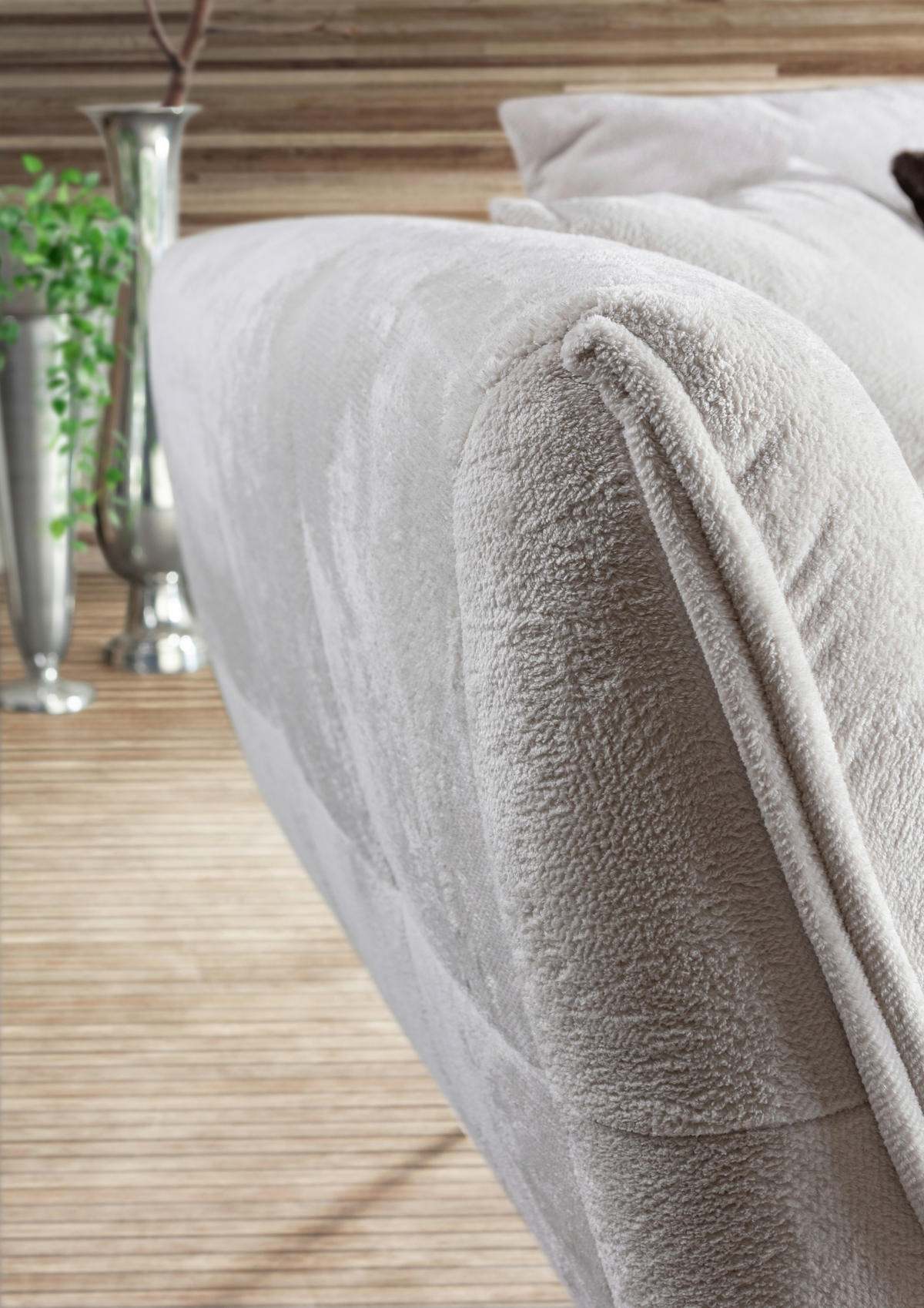 BIGSOFA Flachgewebe Creme  - Dunkelbraun/Beige, Design, Textil/Metall (275/80/123cm) - Lomoco