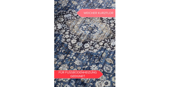 VINTAGE-TEPPICH 160/230/230 cm Asya Creme, Dunkelblau  - Creme/Dunkelblau, Design, Kunststoff/Textil (160/230/230cm) - Novel