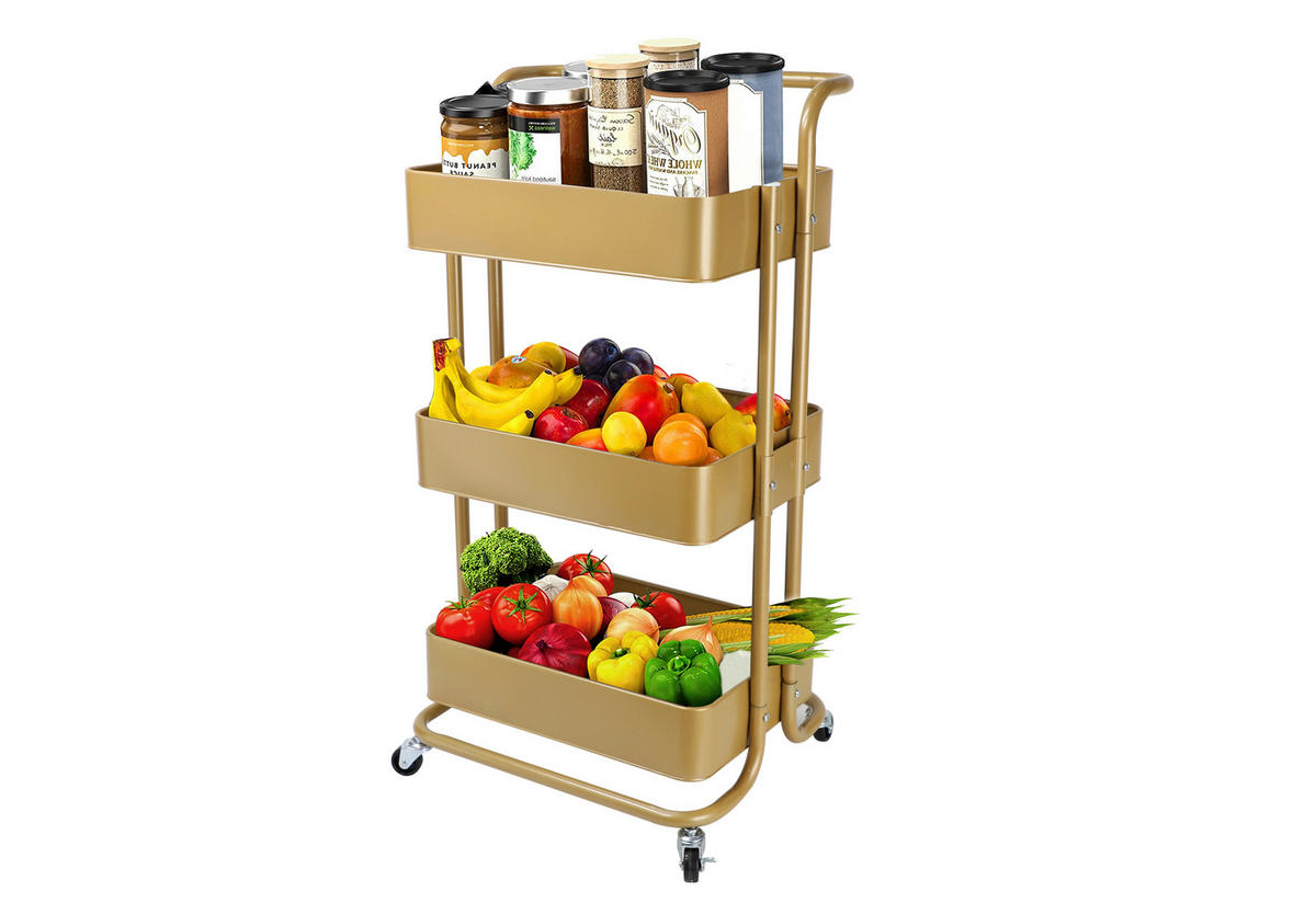 Cărucior Pentru Servit in auriu  - auriu, Basics, metal (43/32/86cm) - Echtwerk