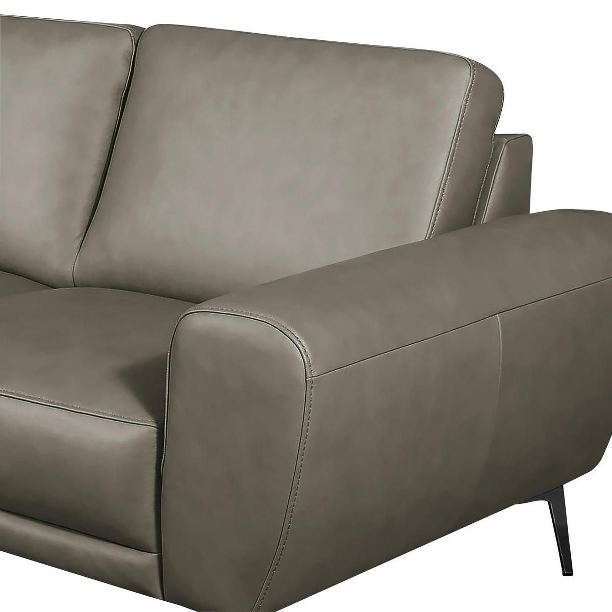 2-SITZER-SOFA in Echtleder Grau  - Schwarz/Grau, Design, Leder/Metall (177/85/92cm) - Livetastic