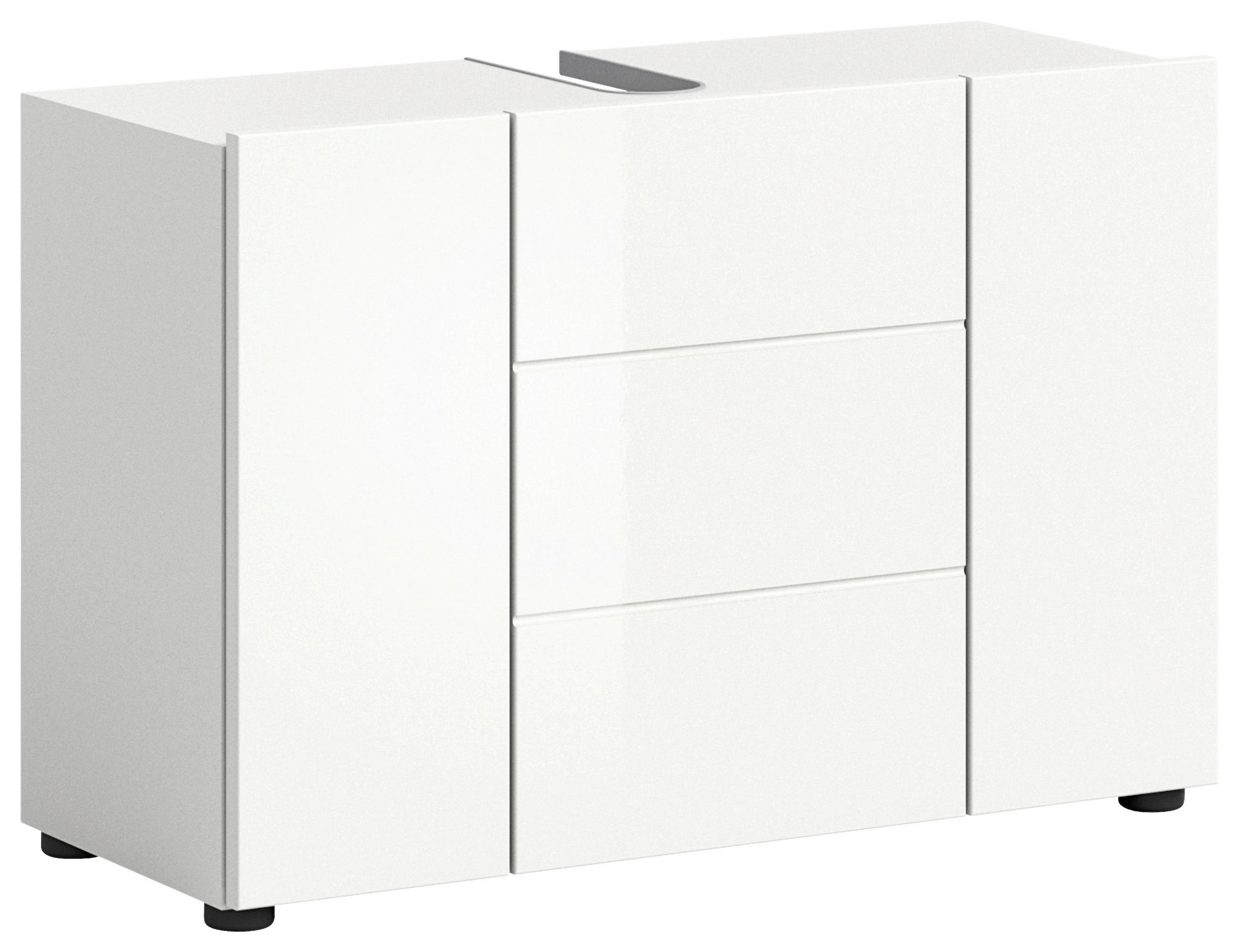 WASCHBECKENUNTERSCHRANK 82/56/34 cm  - Weiß Hochglanz/Schwarz, MODERN, Holzwerkstoff/Kunststoff (82/56/34cm) - MID.YOU