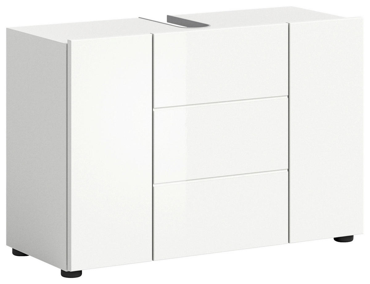 Waschbeckenunterschrank Vira 82/56/34 cm  - Weiss Hochglanz/Weiss, Modern, Holzwerkstoff/Kunststoff (82/56/34cm) - MID.YOU