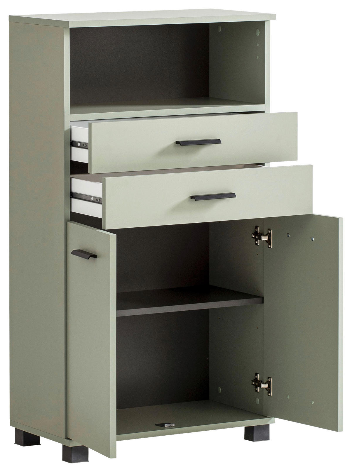MIDISCHRANK 60/110,5/32,6 cm  - Schwarz/Hellgrün, KONVENTIONELL, Holzwerkstoff/Kunststoff (60/110,5/32,6cm) - Stylife