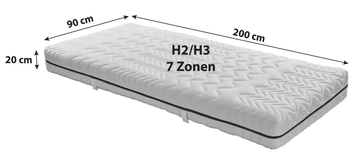 WENDEMATRATZE 90/200 cm Höhe ca. 20 cm 7 -Zonen - Weiß, MODERN, Textil (90/200cm) - Livetastic
