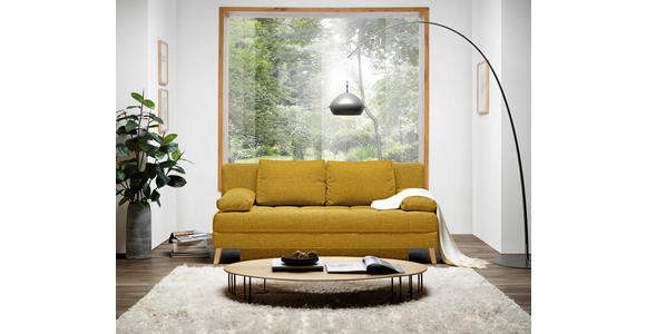 SCHLAFSOFA in Webstoff Gelb  - Gelb/Naturfarben, KONVENTIONELL, Holz/Textil (195/90/90cm) - Cantus