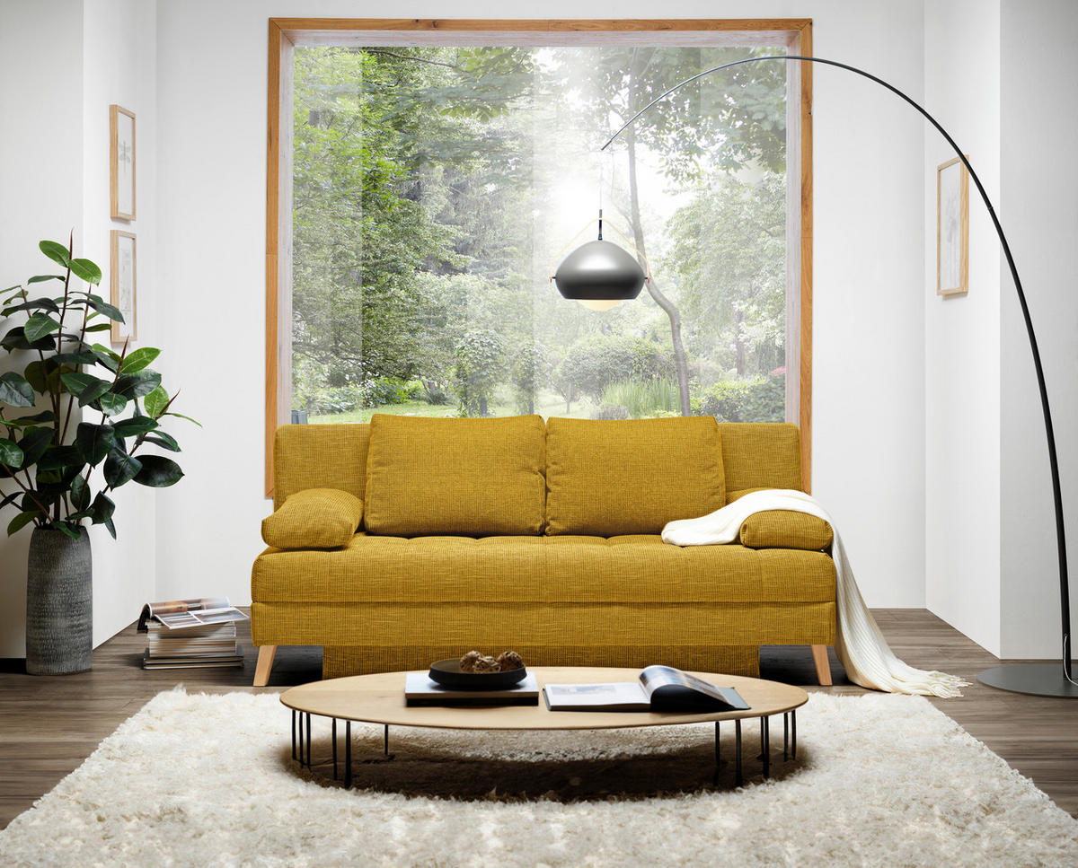 SCHLAFSOFA in Webstoff Gelb  - Gelb/Naturfarben, Konventionell, Holz/Textil (195/90/90cm) - Cantus