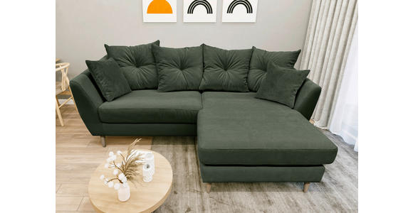 ECKSOFA Olivgrün Feincord - Buchefarben/Olivgrün, KONVENTIONELL, Holz/Textil (211/154cm) - Carryhome