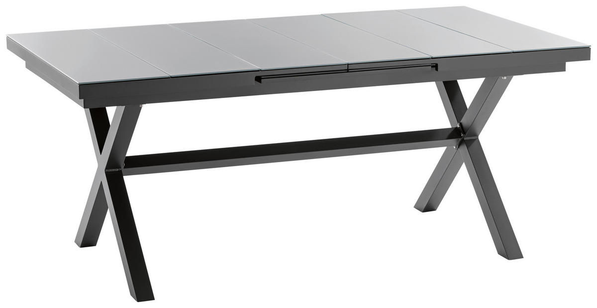 GARTENTISCH 180/100/76 cm Metall rechteckig  - Anthrazit/Grau, Design, Glas/Metall (180/100/76cm)