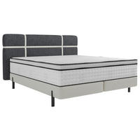 BOXSPRINGBETT 180/200 cm,  in Creme, Dunkelgrau, Matratze, gepolstertes Kopfteil, H3 = fest  - Dunkelgrau/Creme, Design, Textil/Metall (180/200cm) - Esposa