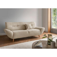 3-SITZER-SOFA Bouclé Beige  - Wildeiche/Beige, Konventionell, Holz/Textil (205/81/90cm) - MID.YOU