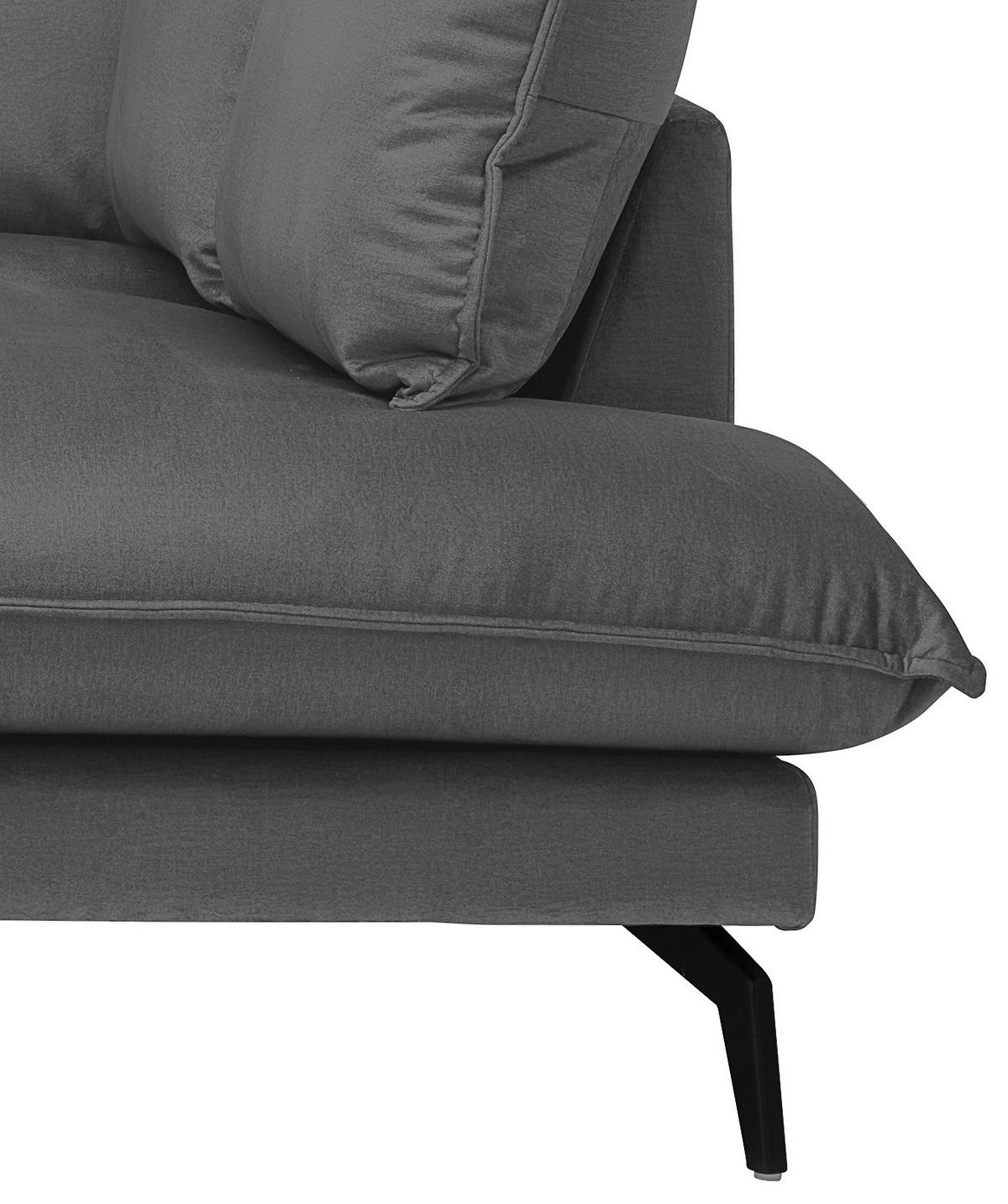 ECKSOFA in Samt Dunkelgrau  - Dunkelgrau/Schwarz, Design, Textil/Metall (241/200cm) - Carryhome