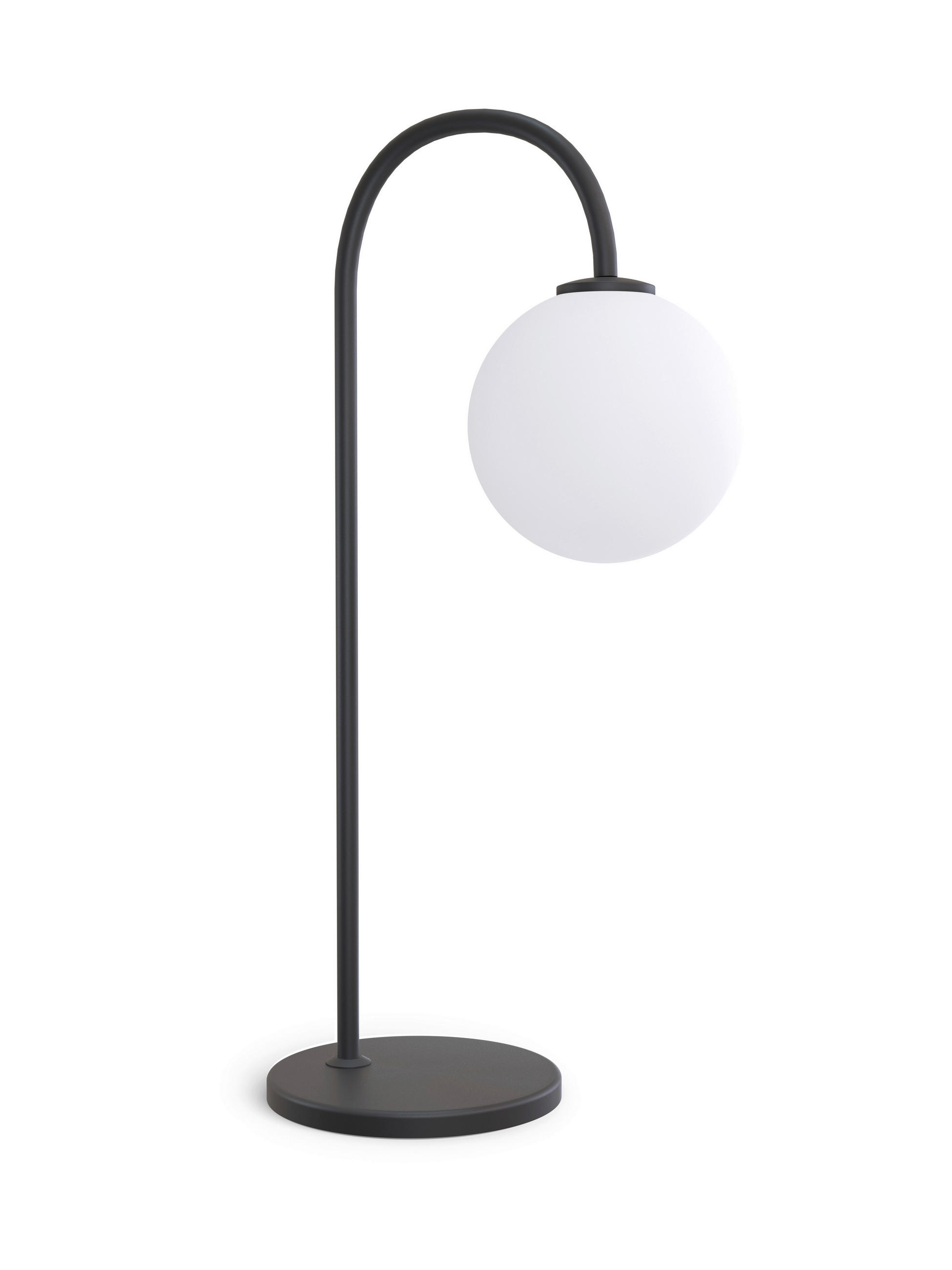 TISCHLEUCHTE Ballon 16/26,6/52,5 cm   - Opal/Schwarz, KONVENTIONELL, Glas/Metall (16/26,6/52,5cm) - Belid