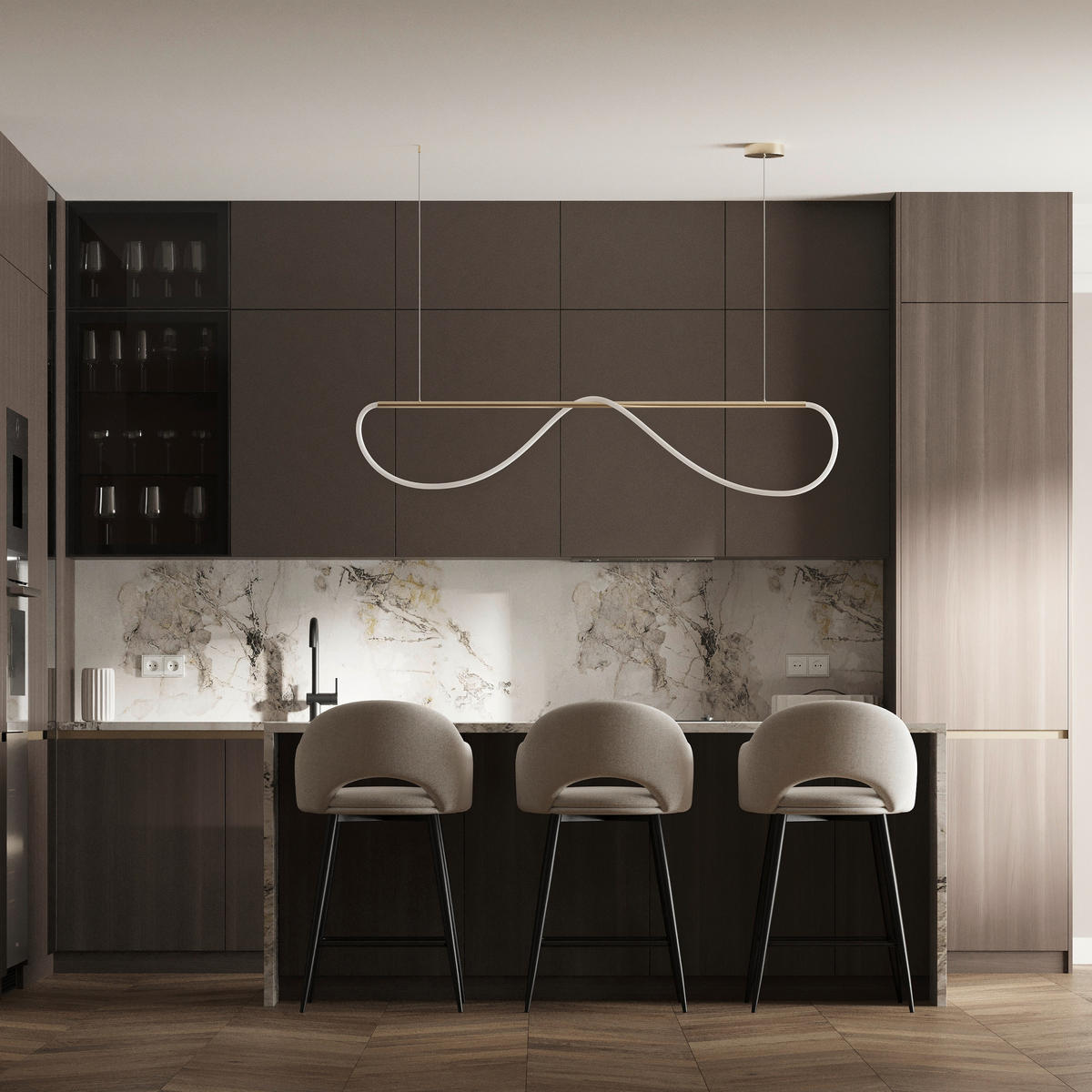 LED-HÄNGELEUCHTE Meleca 160/15/130 cm  - Goldfarben, Design, Metall (160/15/130cm)