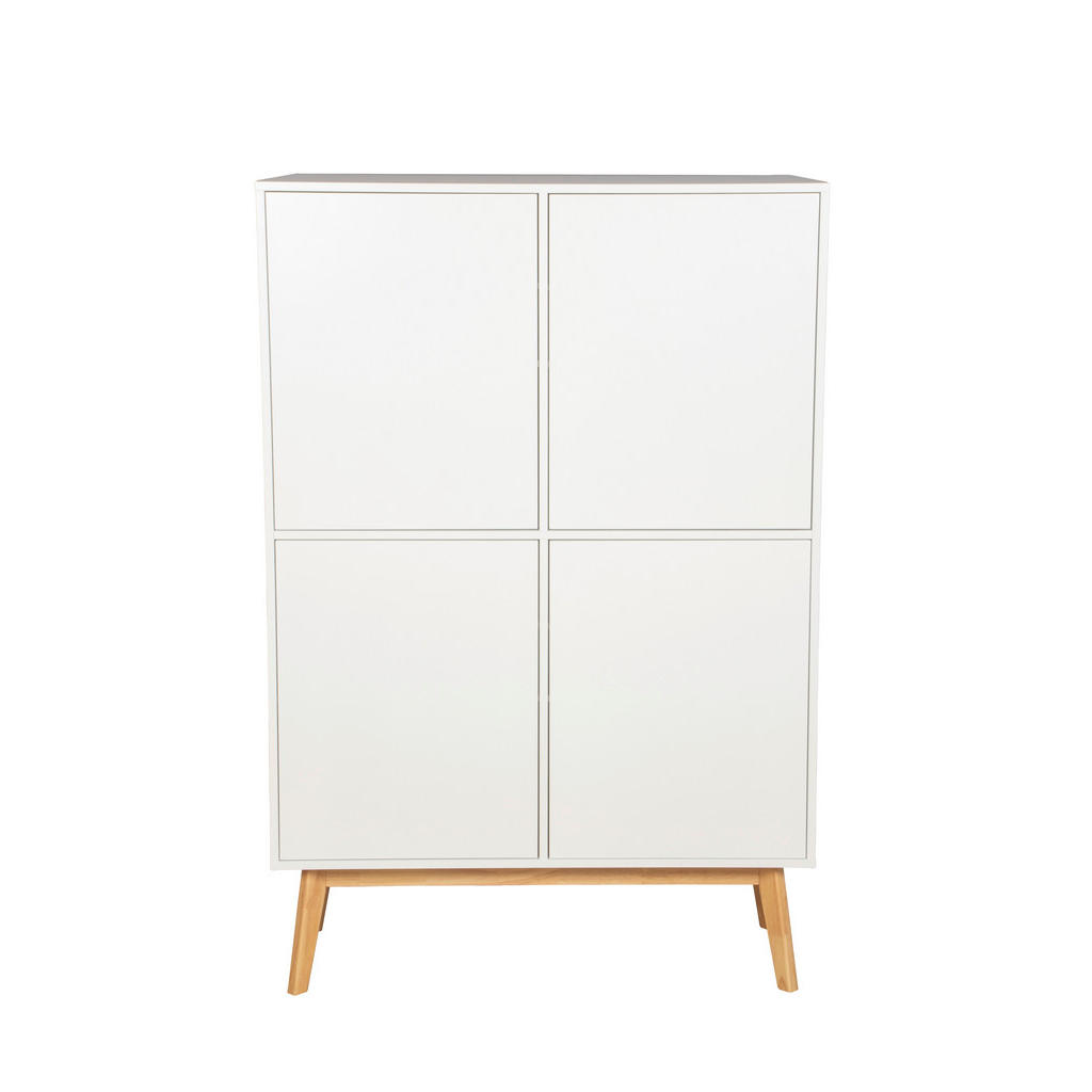 Thumbnail - Mid.you Highboard, Weiß, Holzwerkstoff, Kautschukholz, massiv, 4 Fächer, 100x149x40 cm, Holzmöbel, Kleinmöbel Holz, Holz...