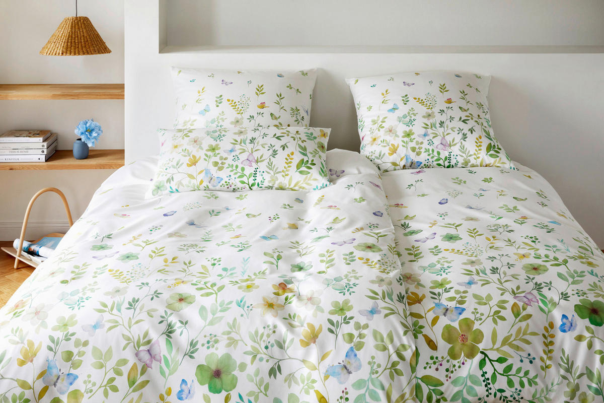 POSTELJNINA SPRING FLING 140/200 cm mako saten bela  - bela, Konvencionalno, tekstil (140/200cm) - Elegante