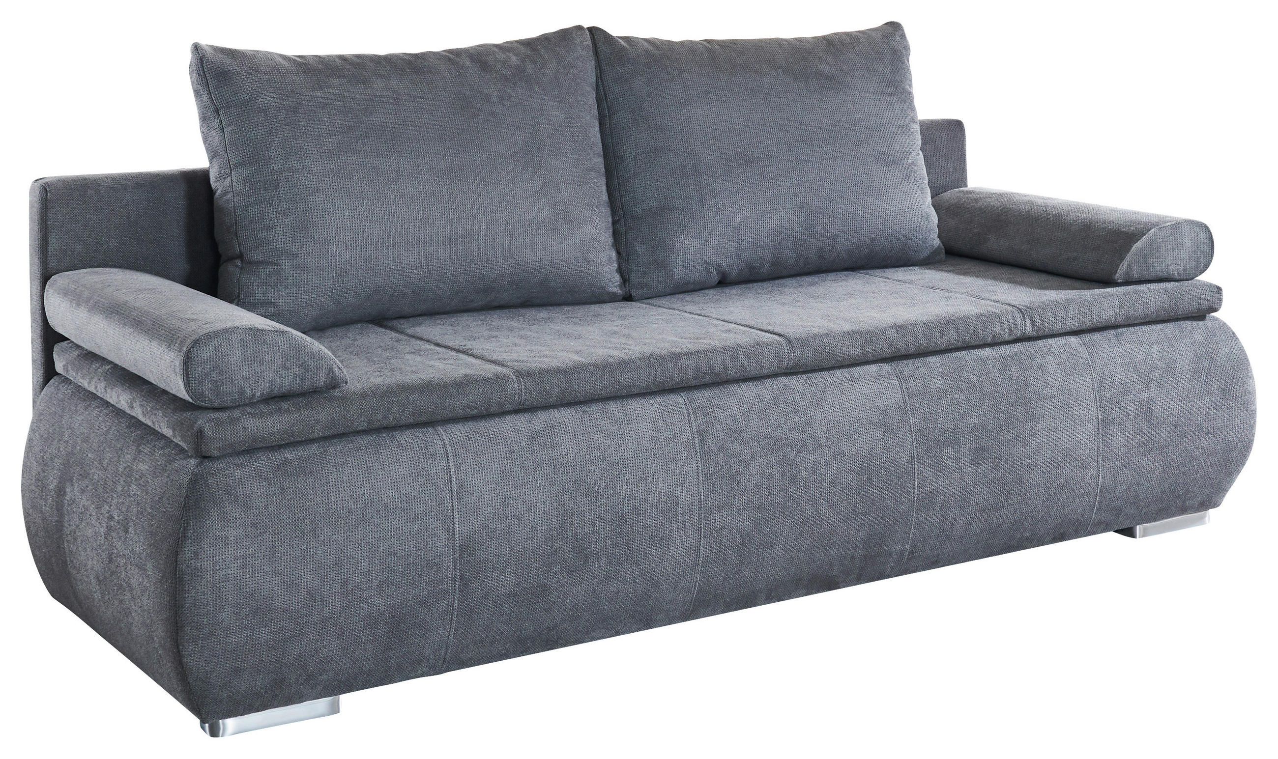 SCHLAFSOFA  mit Webstoff Grau  - Chromfarben/Grau, KONVENTIONELL, Holz/Kunststoff (207/91/90cm) - Carryhome