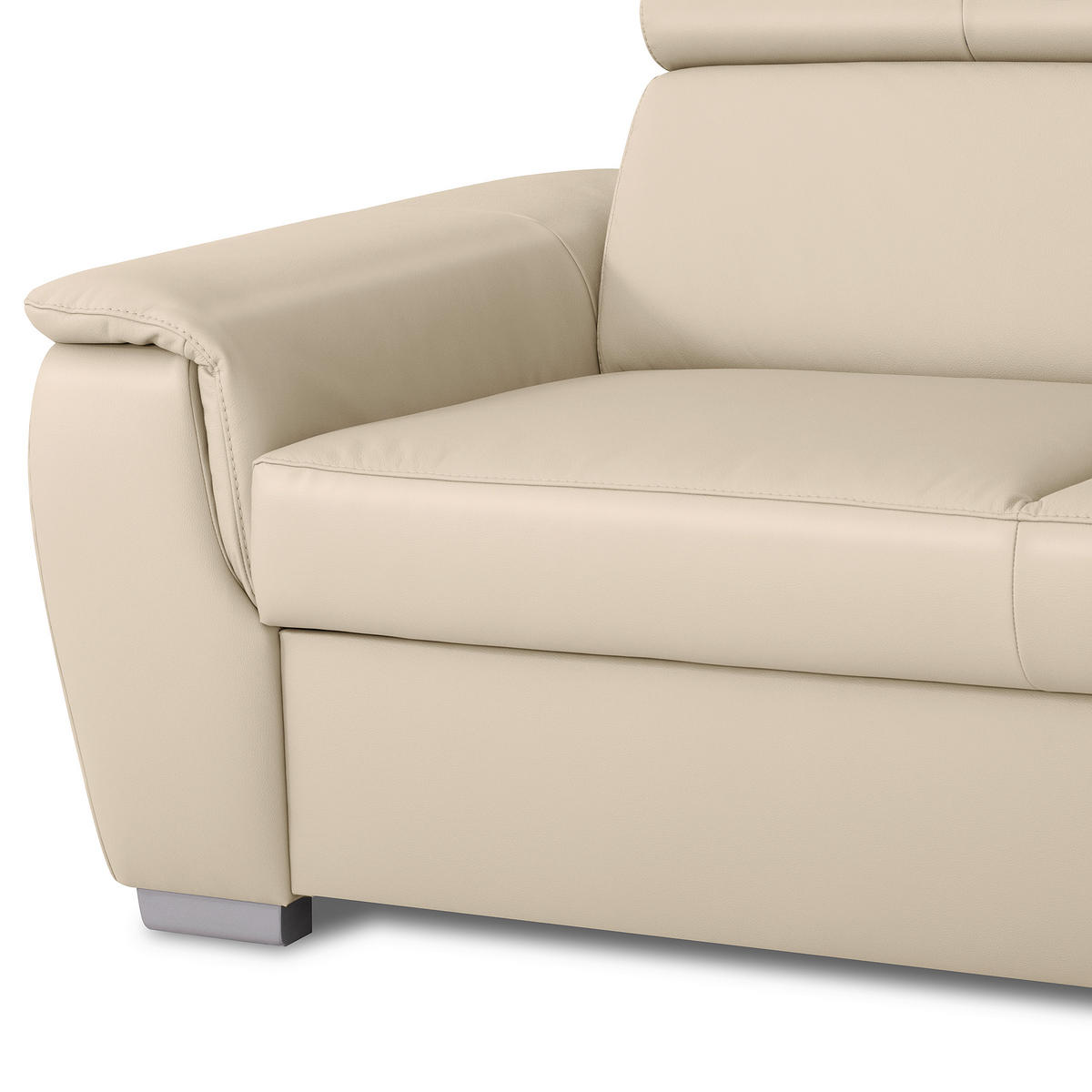ECKSOFA  in Lederlook Echtleder Grau  - Silberfarben/Grau, Leder/Holz (262/211cm) - Celina Home