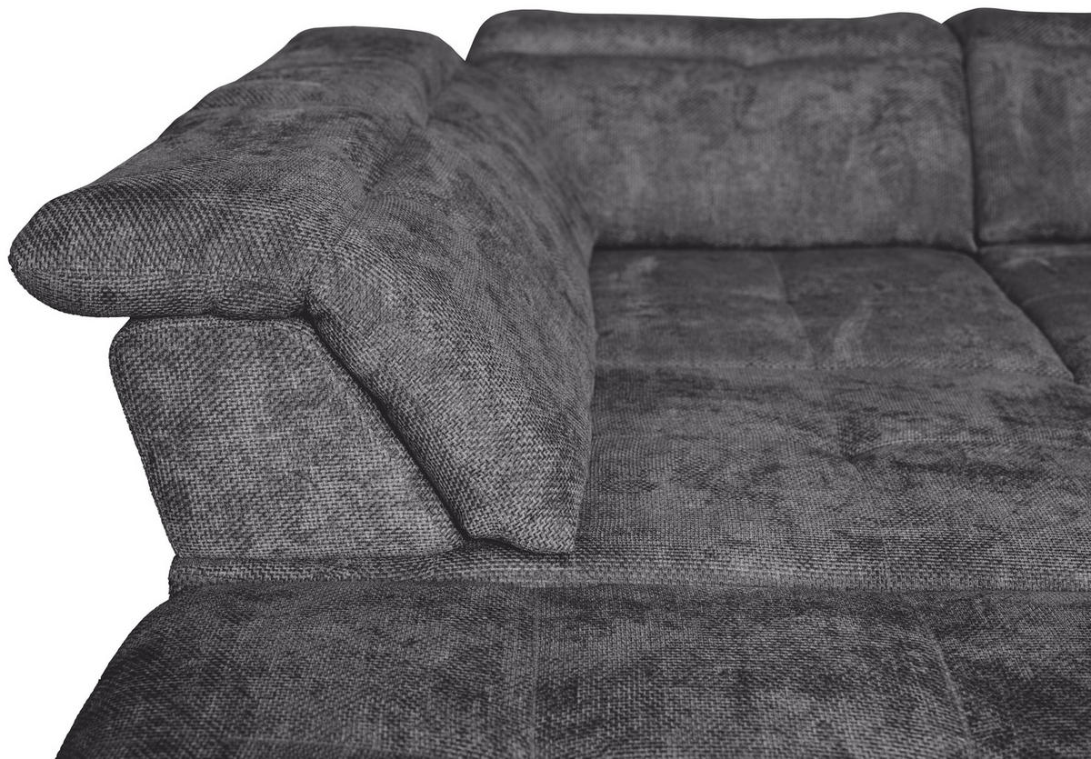 WOHNLANDSCHAFT Dunkelgrau Struktur  - Dunkelgrau/Schwarz, KONVENTIONELL, Textil/Metall (253/357/188cm) - Carryhome