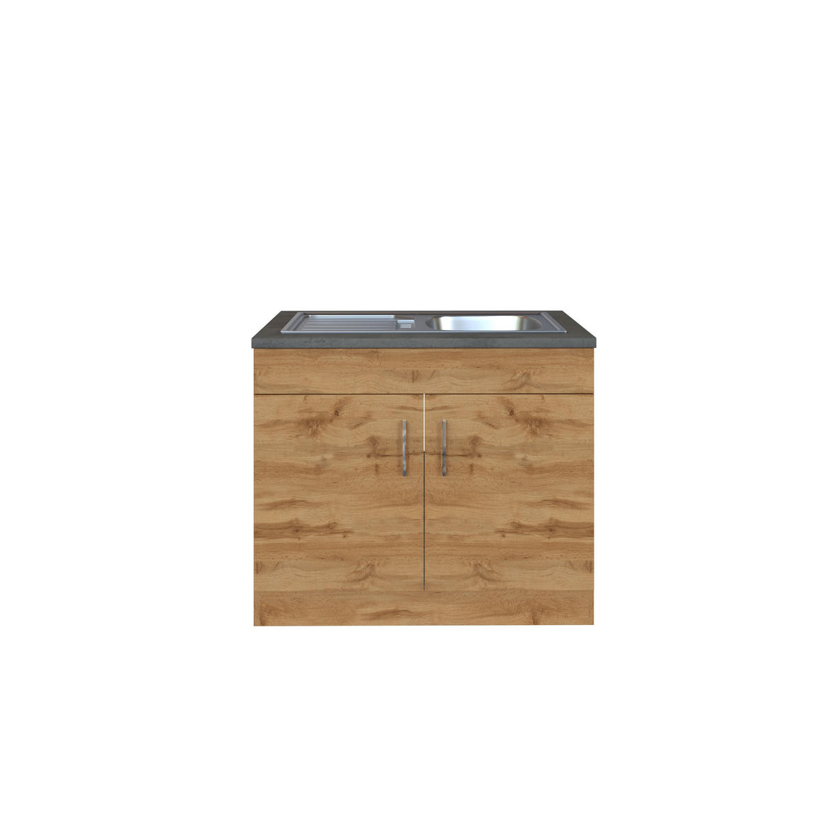 SPÜLENUNTERSCHRANK 100/86/60 cm  in Eichefarben  - Chromfarben/Eichefarben, MODERN, Holzwerkstoff/Metall (100/86/60cm) - Held
