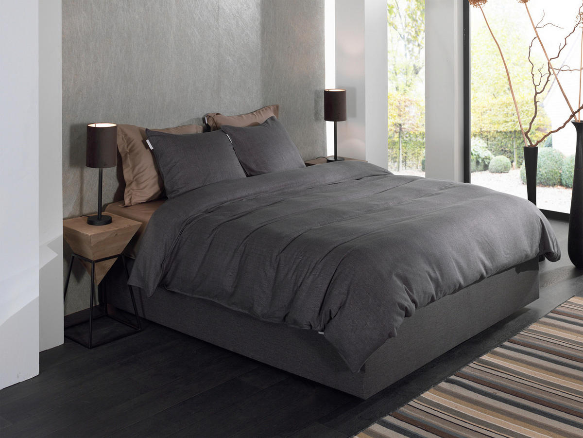 BETTWÄSCHE Spina Flanell 155/220 cm  - Dunkelgrau, Basics, Textil (155/220cm)