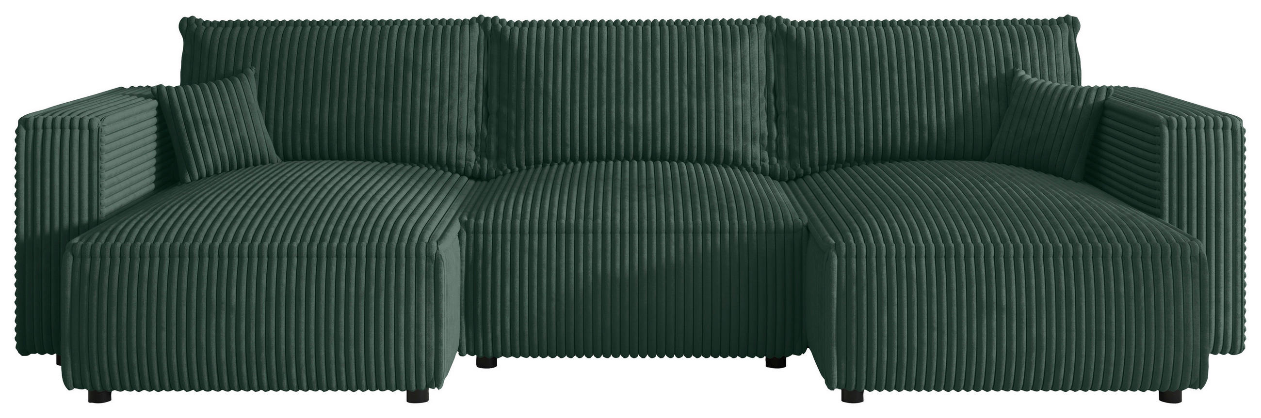 WOHNLANDSCHAFT Dunkelgrün Cord  - Dunkelgrün/Schwarz, MODERN, Kunststoff/Textil (153/350/153cm) - Xora