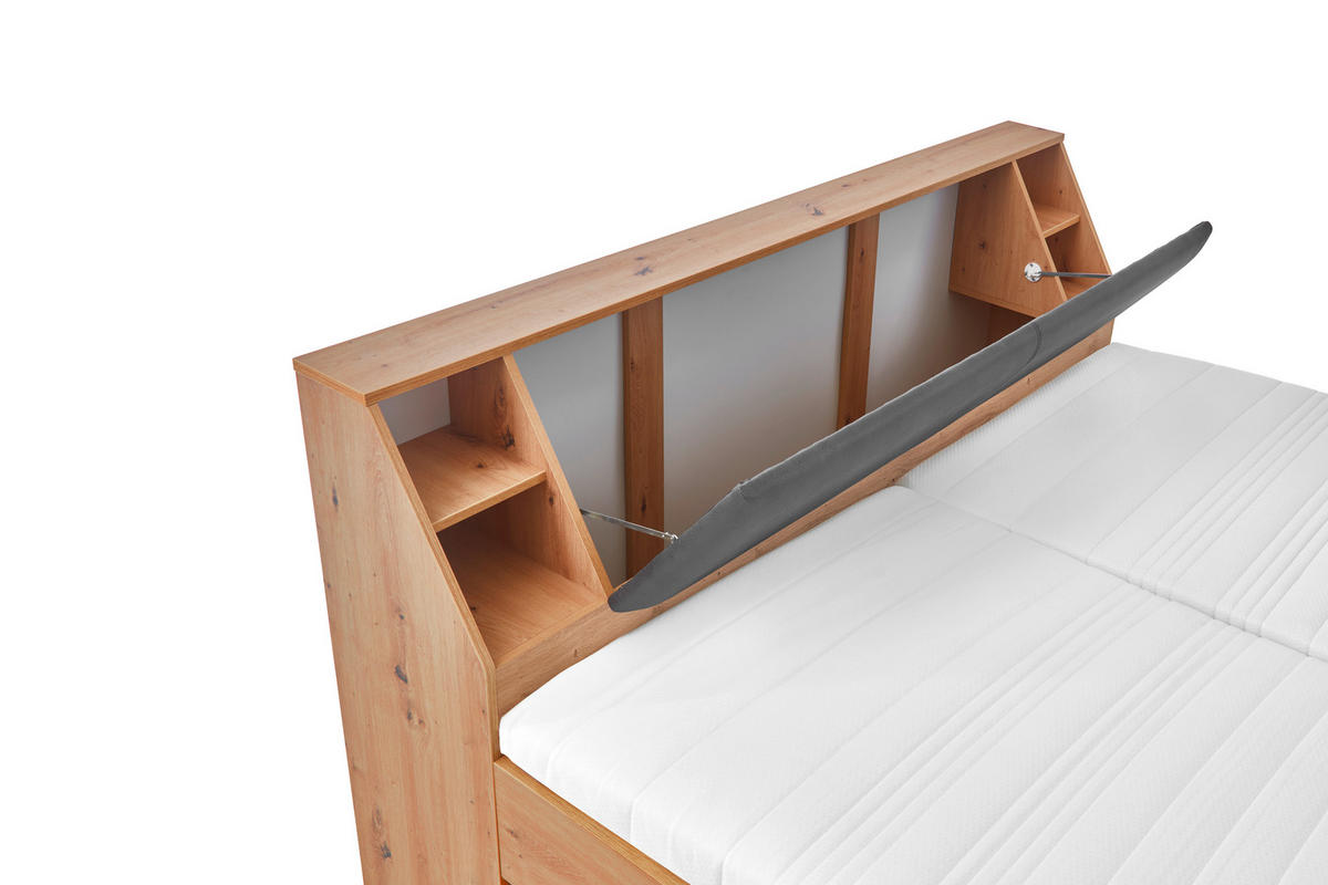 STAURAUMBETT 180/200 cm  in Eiche Artisan  - Eiche Artisan/Grau, KONVENTIONELL, Holzwerkstoff (180/200cm) - Boxxx