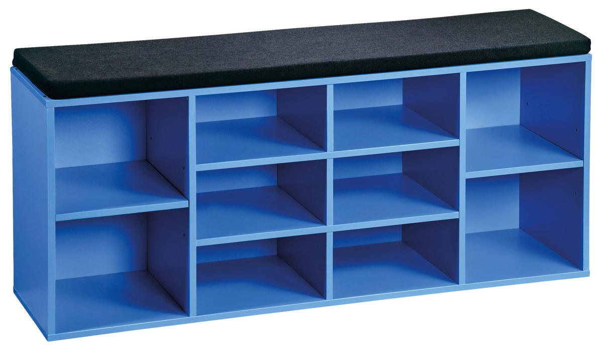 SCHUHREGAL Blau, Schwarz  - Blau/Schwarz, Basics, Holzwerkstoff/Textil (103,5/48/29,5cm) - Kesper