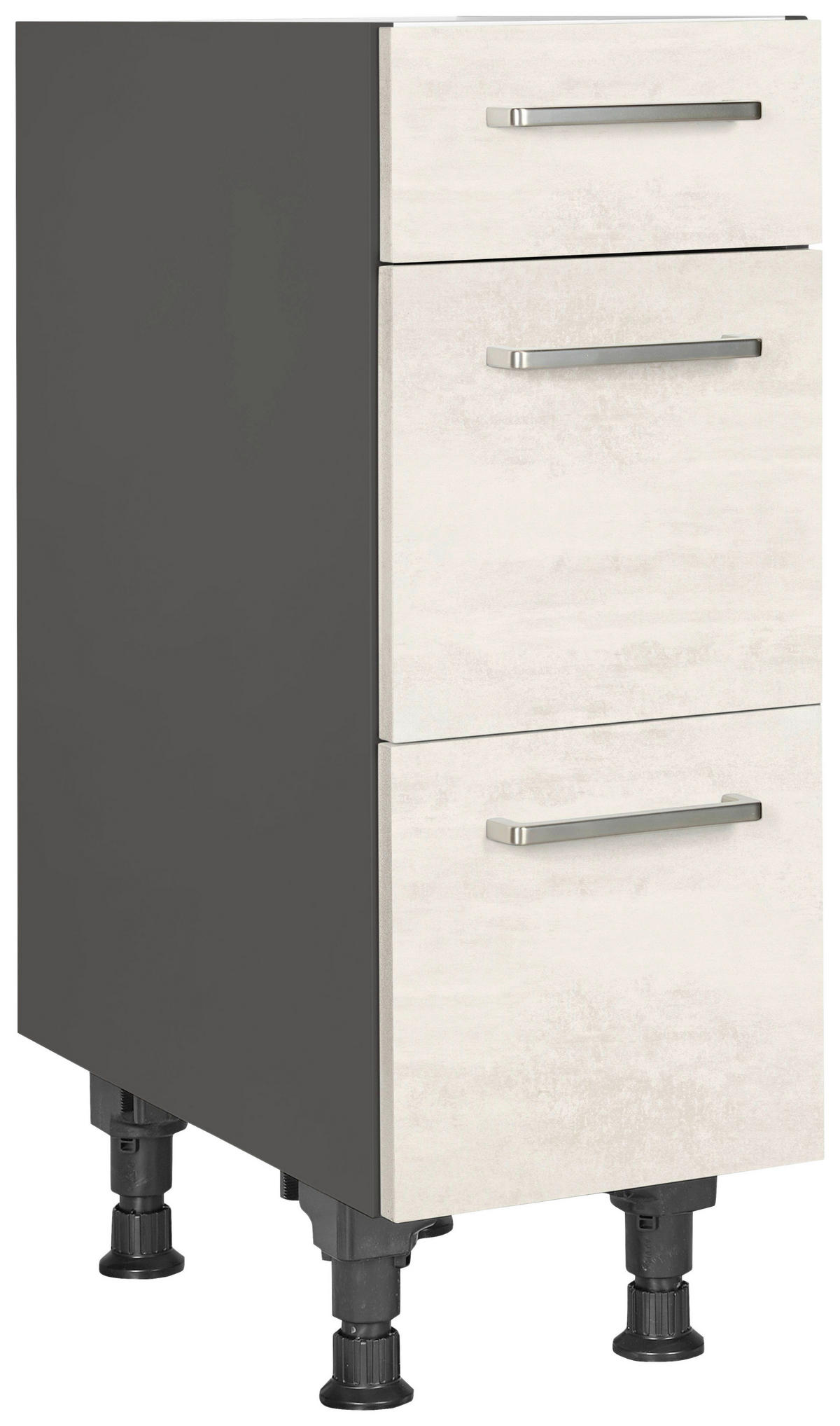 SCHUBKASTENUNTERSCHRANK 30/87/56 cm  in Weiß  - Schieferfarben/Edelstahlfarben, MODERN, Holzwerkstoff/Metall (30/87/56cm) - Nobilia