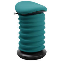 BÜROHOCKER Schwarz, Petrol  - Petrol/Schwarz, Design, Kunststoff/Textil (37,5/53-64/36cm) - Topstar