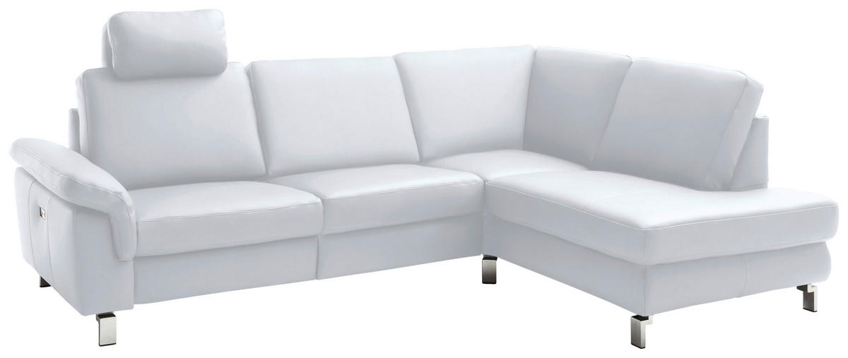 CANAPÉ D'ANGLE in Echtleder Weiss  - couleur chromée/blanc, Design, cuir/métal (271/200cm) - Pure Home Lifestyle