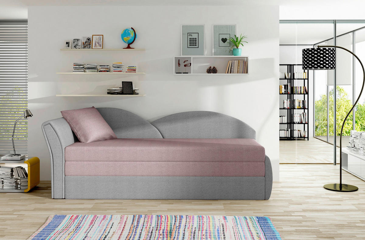 RÉCAMIERE Webstoff Rosa, Hellgrau  - Erlefarben/Hellgrau, Design, Kunststoff/Textil (80/218cm) - MID.YOU