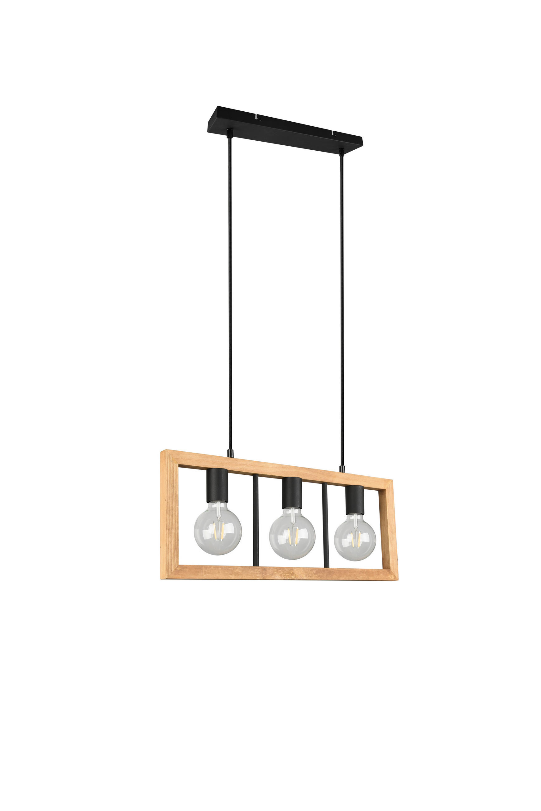 Thumbnail - Trio Leuchten Pendelleuchte Agra, Schwarz, Braun, Holz, Metall, 60x150x8.5 cm, Lampen & Leuchten, Innenbeleuchtung, Häng...