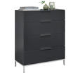 KOMMODE  in 90/101/40,5 cm  - Anthrazit/Alufarben, Design, Glas/Holzwerkstoff (90/101/40,5cm) - Voleo