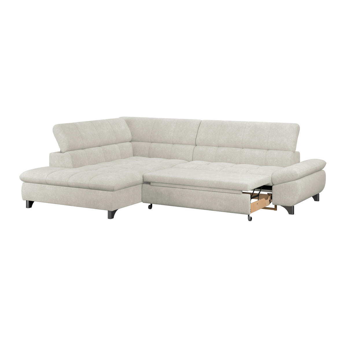 ECKSOFA Creme Chenille  - Chromfarben/Creme, KONVENTIONELL, Textil/Metall (234/312cm) - Livetastic