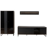 WOHNWAND  in Schwarz, Eichefarben  321/185/50 cm  - Eichefarben/Anthrazit, Design, Glas/Holz (321/185/50cm) - MID.YOU