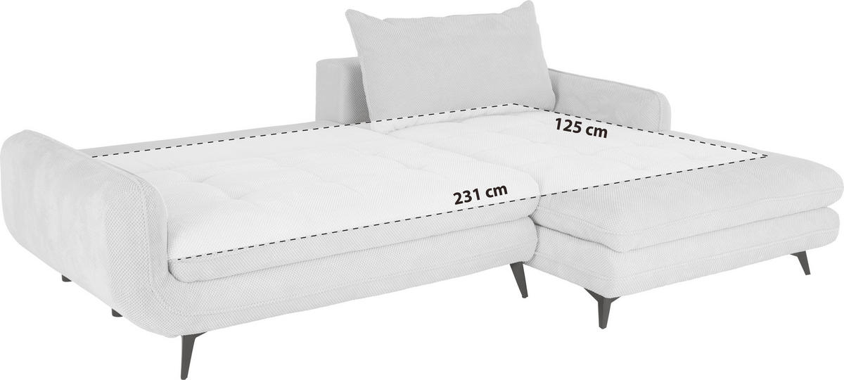 ECKSOFA WAVE Schwarz Struktur  - Beige/Schwarz, MODERN, Textil/Metall (266/189cm) - MID.YOU