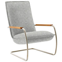 SESSEL in Flachgewebe Hellgrau  - Edelstahlfarben/Eichefarben, Design, Holz/Textil (76/105/87cm) - Livetastic