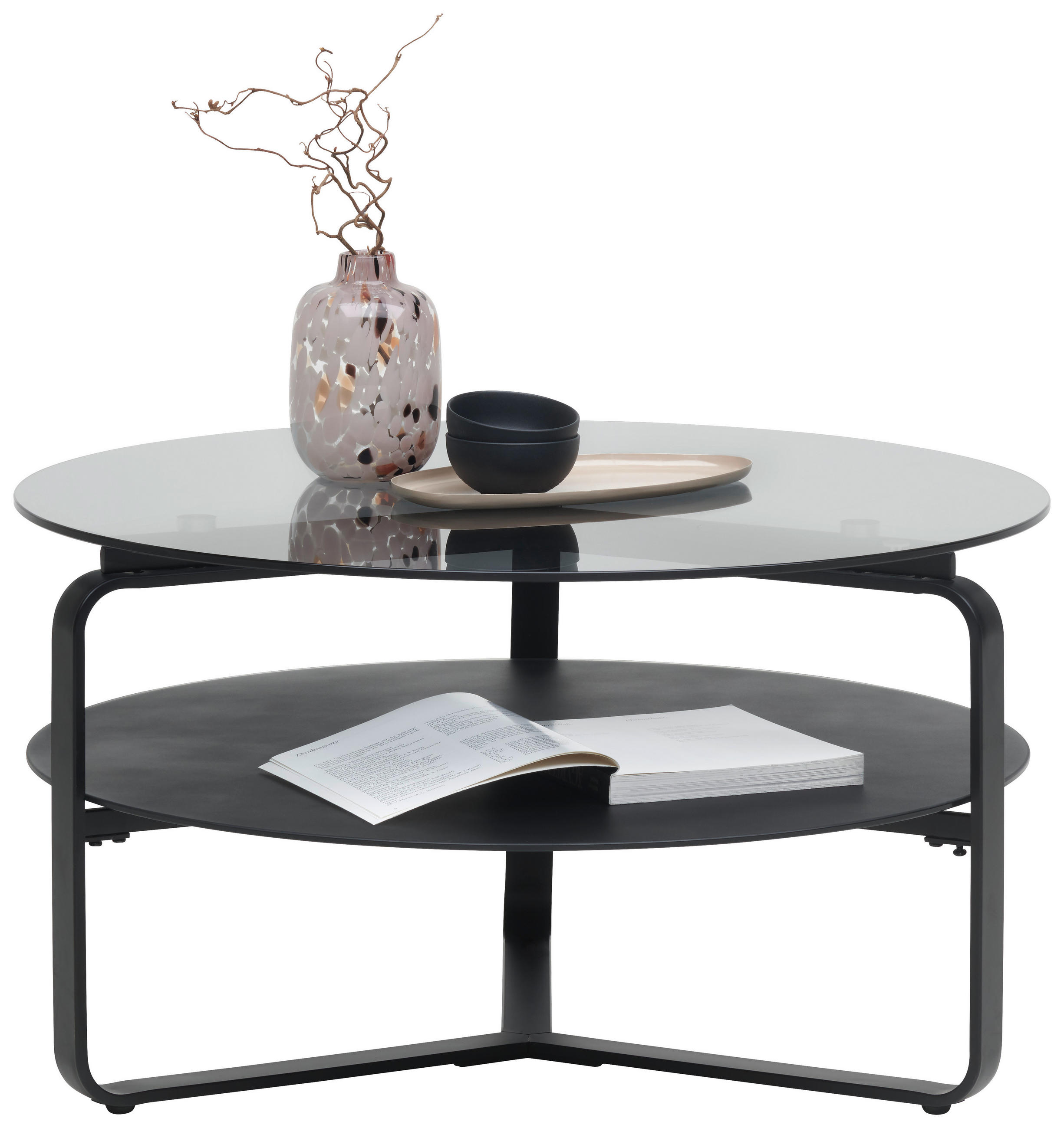 Măsuță De Cafea din metal, sticlă, 80/80/44 cm