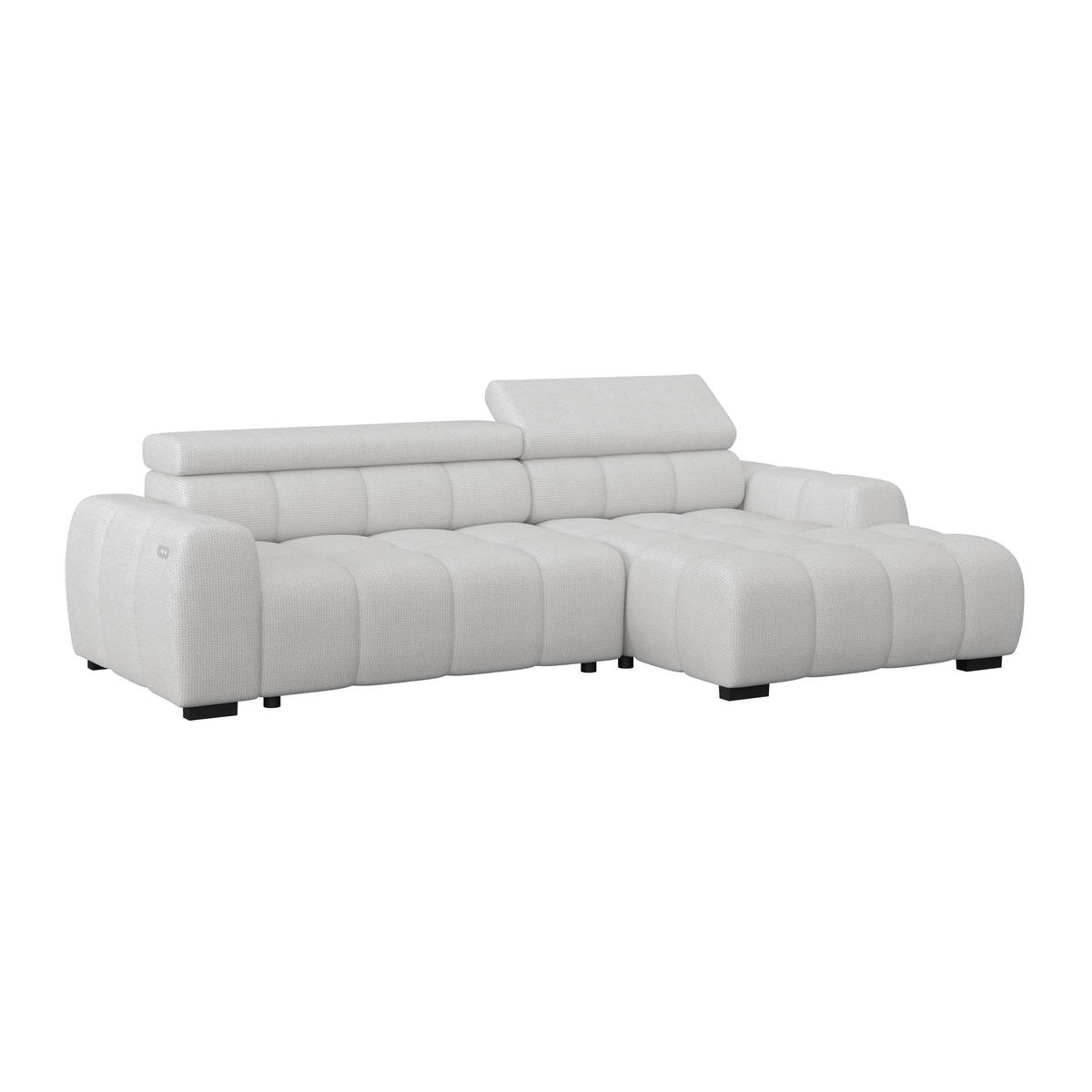 ECKSOFA Greige Webstoff  - Greige/Schwarz, Trend, Kunststoff/Textil (285/168cm) - Livetastic