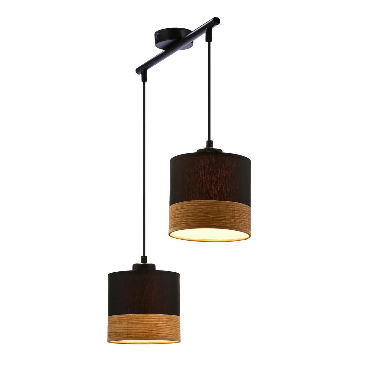 PENDELLEUCHTE 48/15/115 cm  - Eichefarben/Schwarz, Natur, Textil/Metall (48/15/115cm)