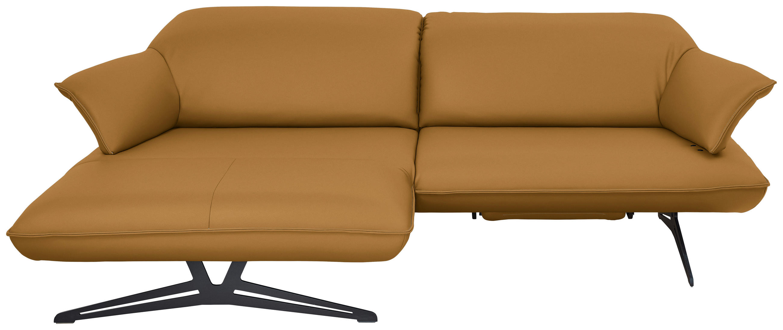 ECKSOFA in Echtleder Bernsteinfarben  - Beige/Bernsteinfarben, Design, Leder/Metall (169/252cm) - Koinor