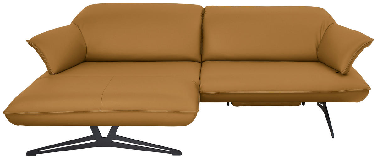 ECKSOFA in Echtleder Bernsteinfarben  - Beige/Bernsteinfarben, Design, Leder/Metall (169/252cm) - Koinor