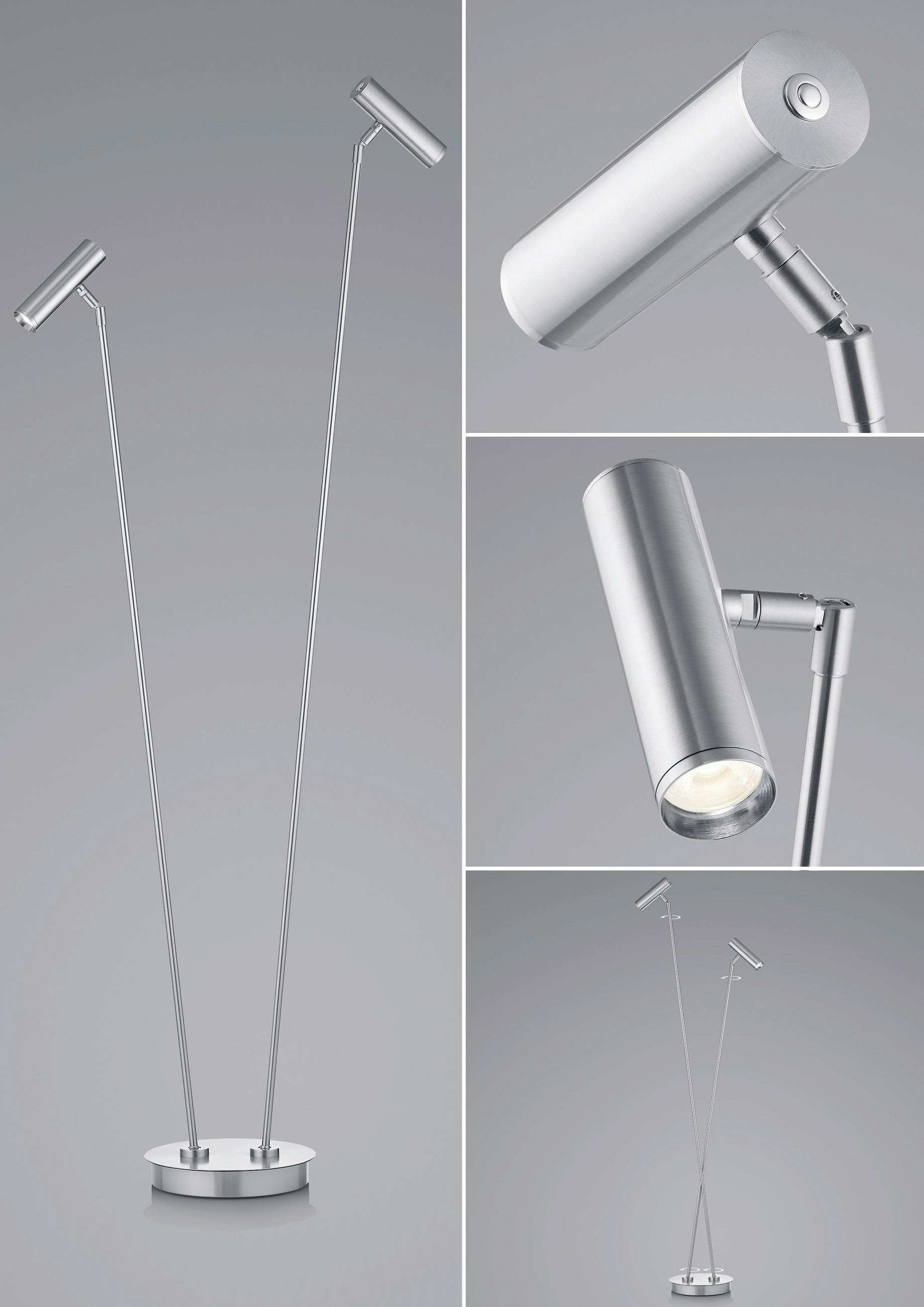 LED-STEHLEUCHTE Tom Pro 95.8/137 cm   - Chromfarben/Nickelfarben, MODERN, Metall (95.8/137cm) - Hell